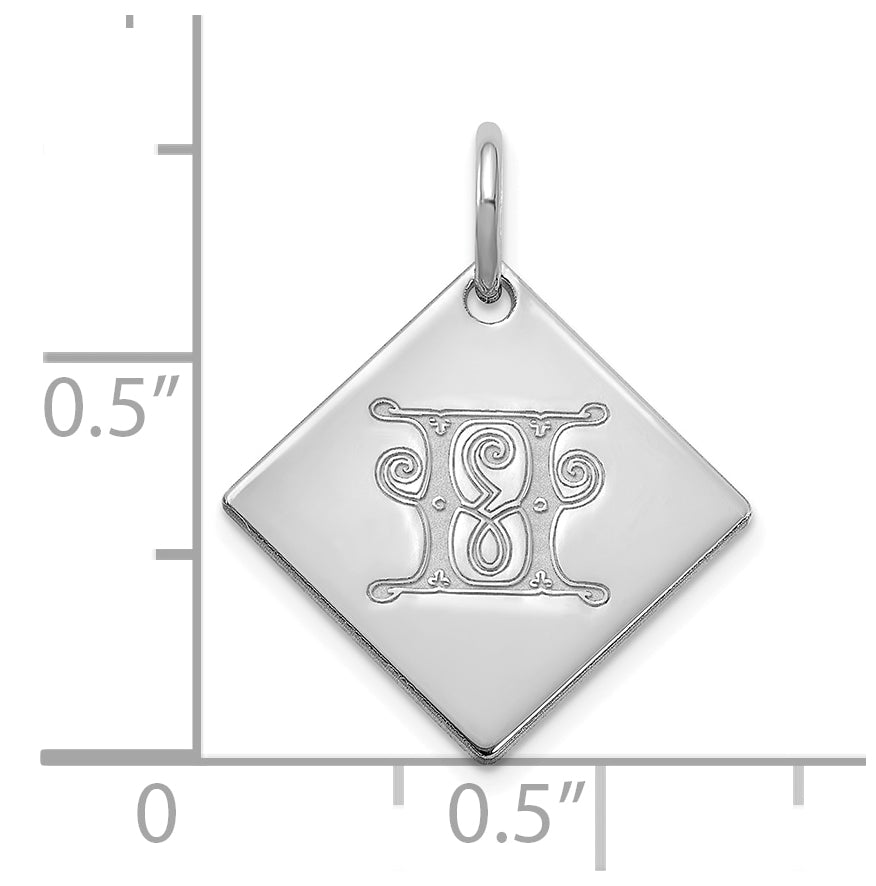 Sterling Silver Polished Gold Letter H Initial Charm