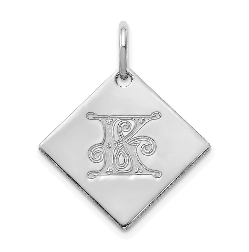 Sterling Silver Polished Gold Letter K Initial Charm