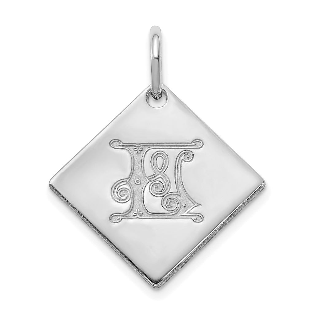 Sterling Silver Polished Gold Letter L Initial Charm