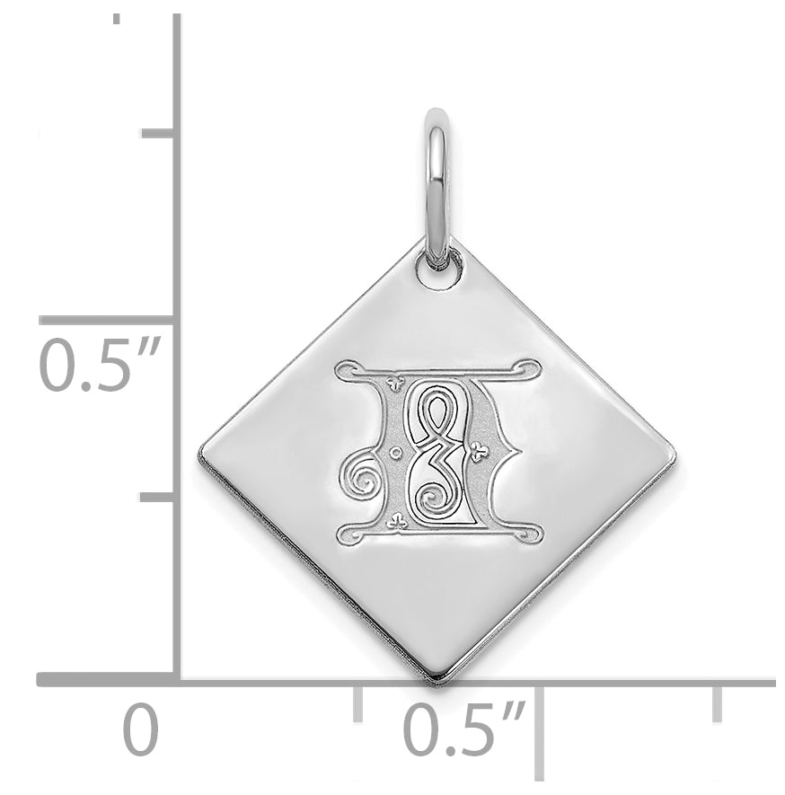 Sterling Silver Polished Gold Letter N Initial Charm