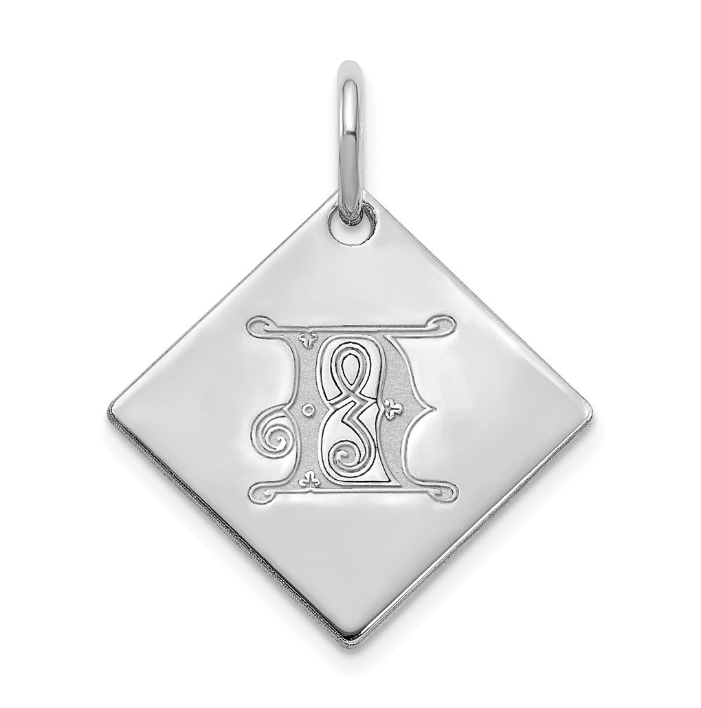 Sterling Silver Polished Gold Letter N Initial Charm