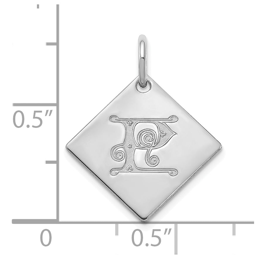 Sterling Silver Polished Gold Letter P Initial Charm