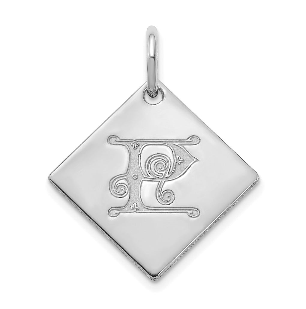 Sterling Silver Polished Gold Letter P Initial Charm