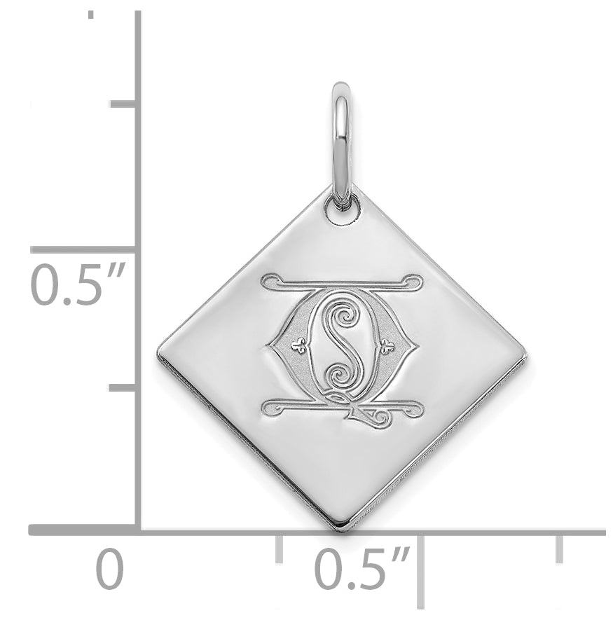 Sterling Silver Polished Gold Letter Q Initial Charm