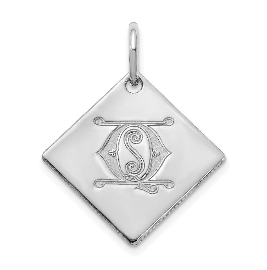 Sterling Silver Polished Gold Letter Q Initial Charm