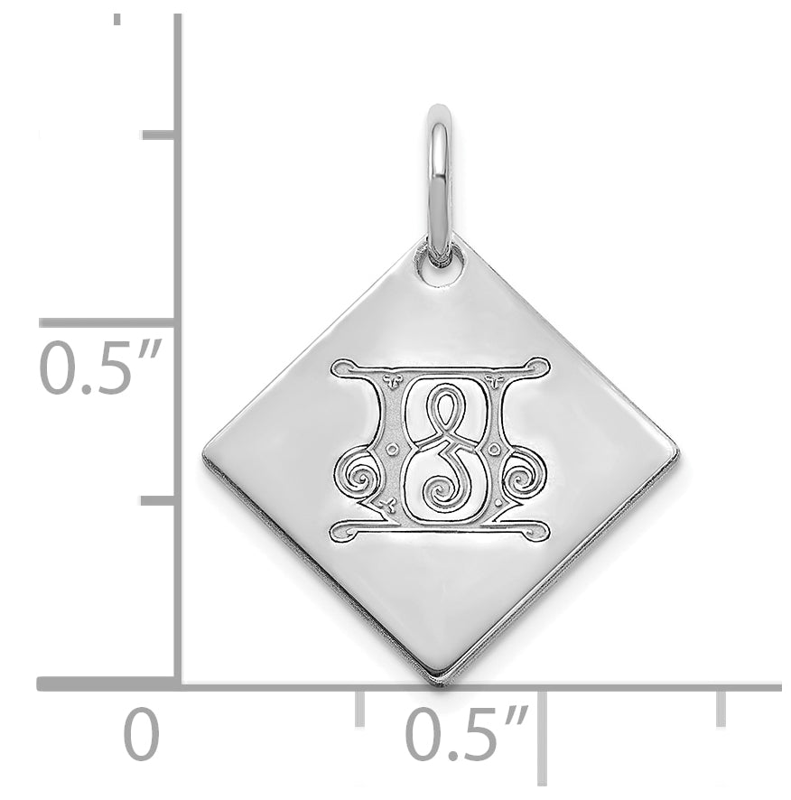 Sterling Silver Polished Gold Letter U Initial Charm