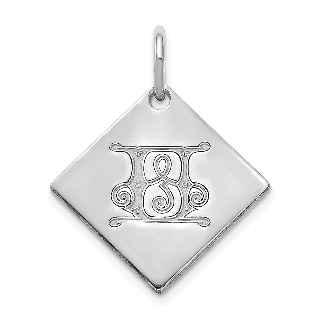 Sterling Silver Polished Gold Letter U Initial Charm