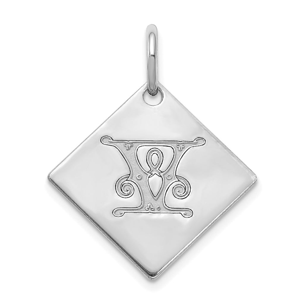Sterling Silver Polished Gold Letter V Initial Charm