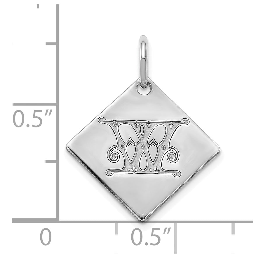 Sterling Silver Polished Gold Letter W Initial Charm