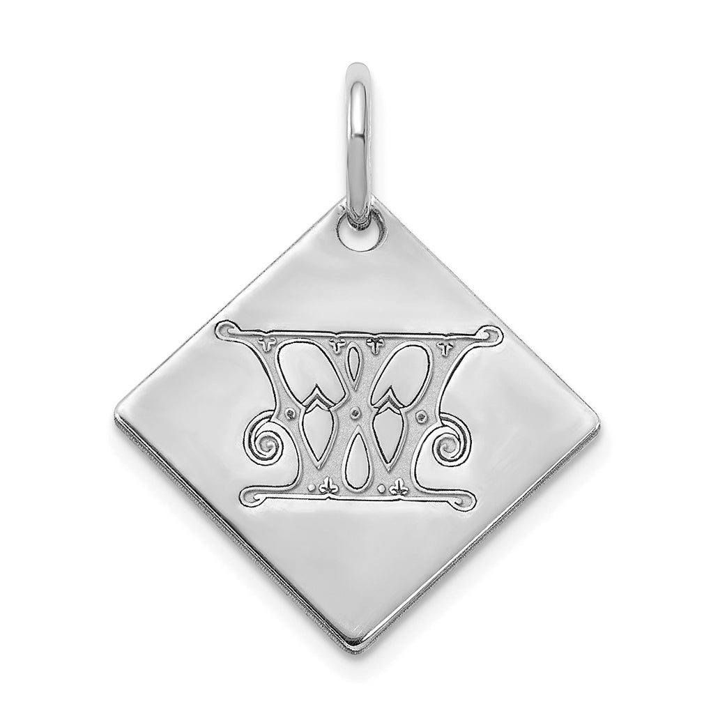 Sterling Silver Polished Gold Letter W Initial Charm