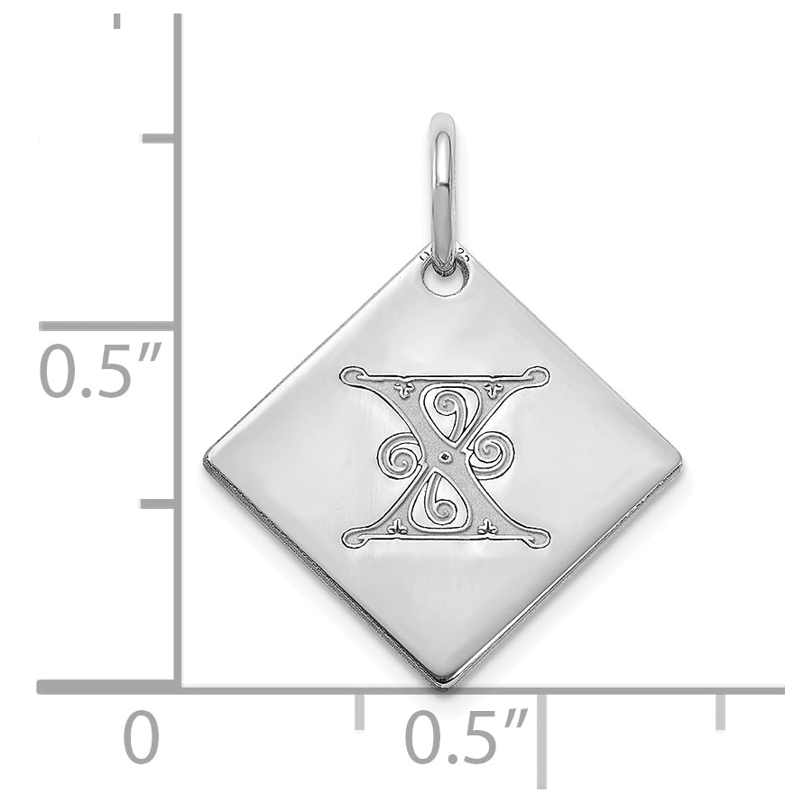 Sterling Silver Polished Gold Letter X Initial Charm