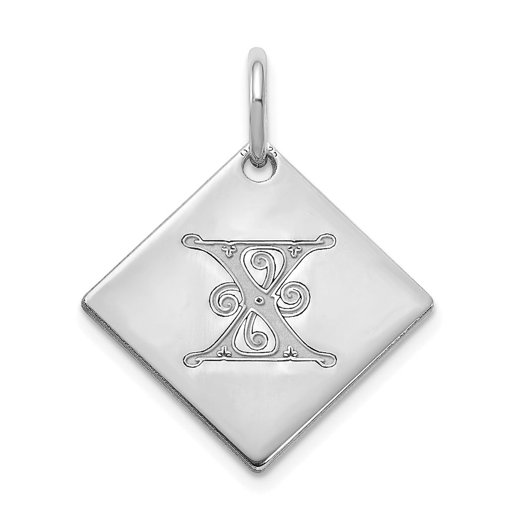 Sterling Silver Polished Gold Letter X Initial Charm