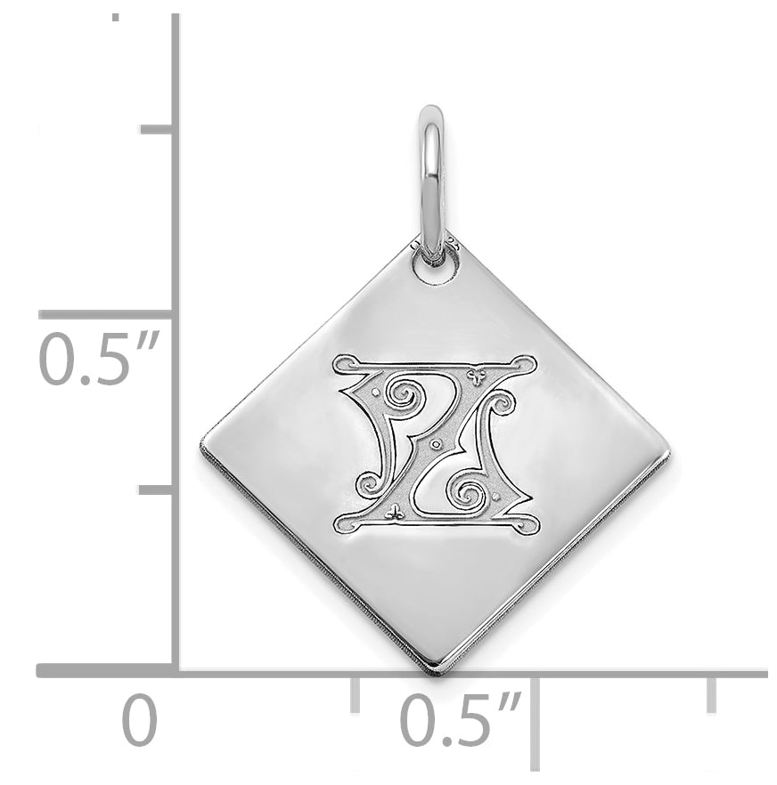 Sterling Silver Polished Gold Letter Z Initial Charm