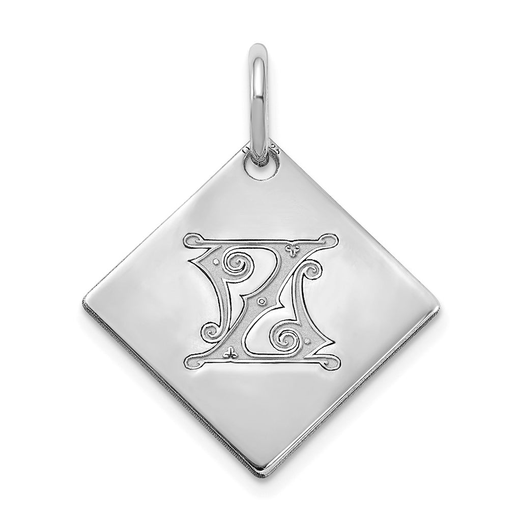 Sterling Silver Polished Gold Letter Z Initial Charm