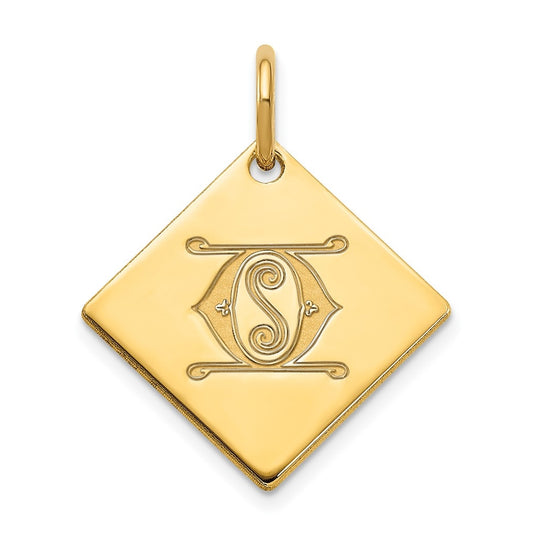 14k Polished Yellow Gold Letter O Initial Charm