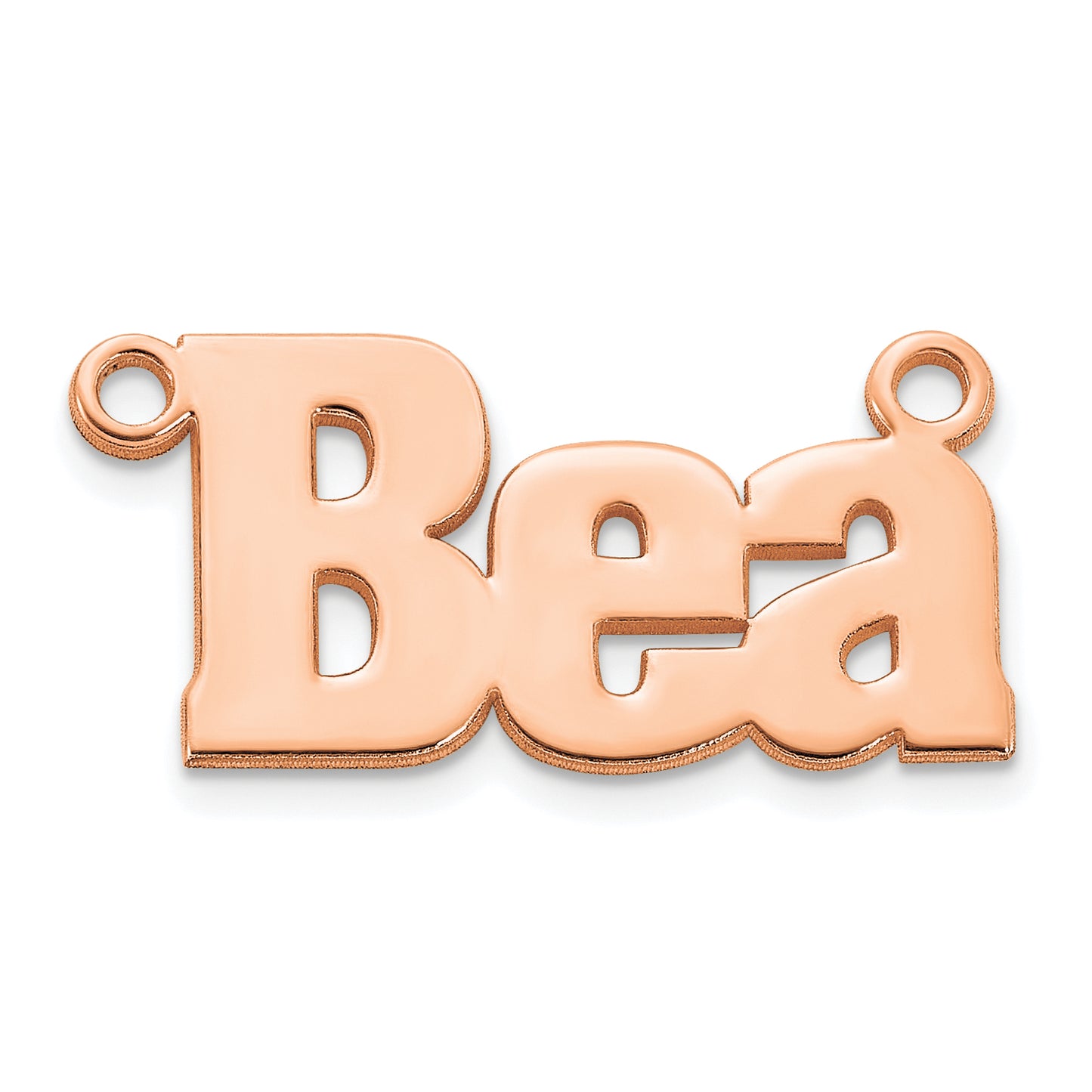 Sterling Silver Polished Rose Gold Plated Aachen Font Name Plate