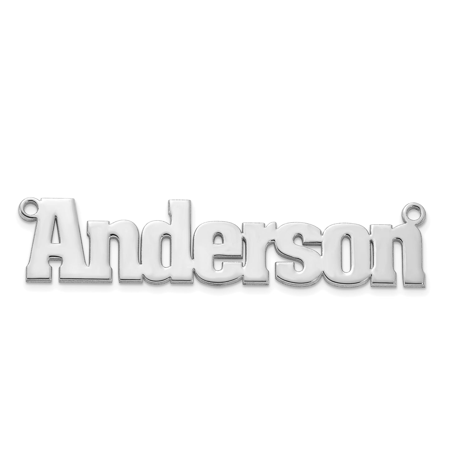 14k Polished White Gold Aachen Font Name Plate
