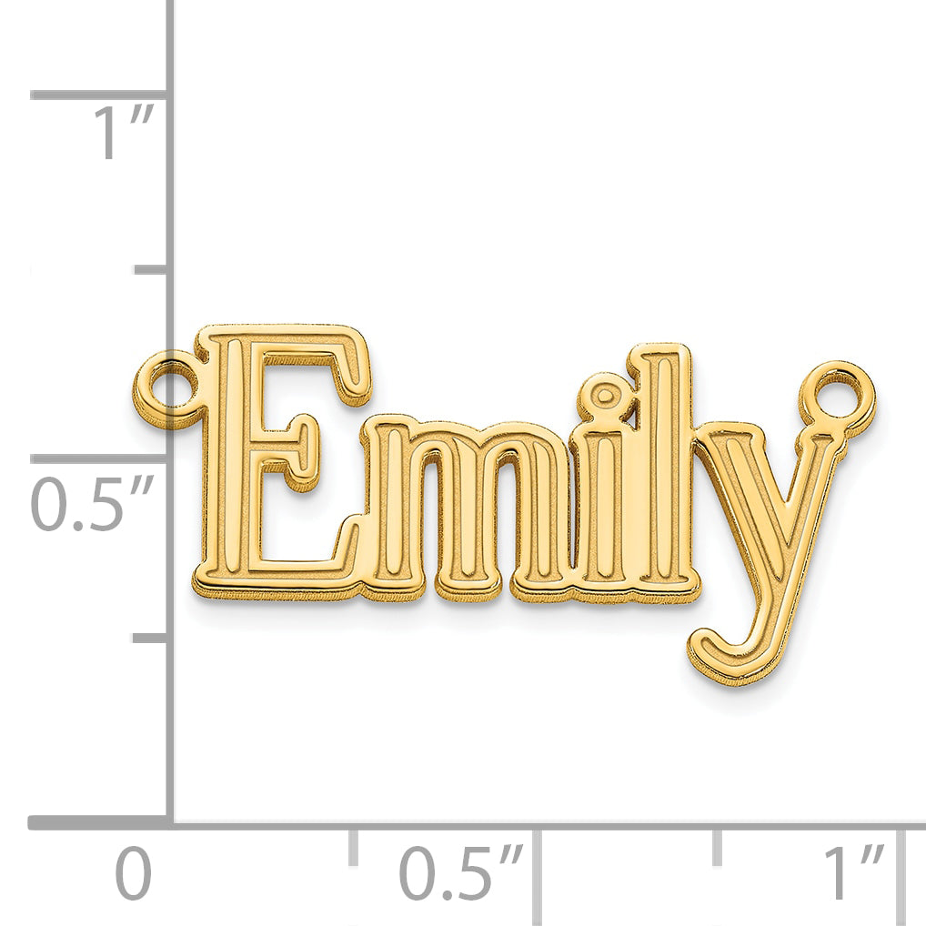 Sterling Silver Polished Gold Plated Century Font Name Plate