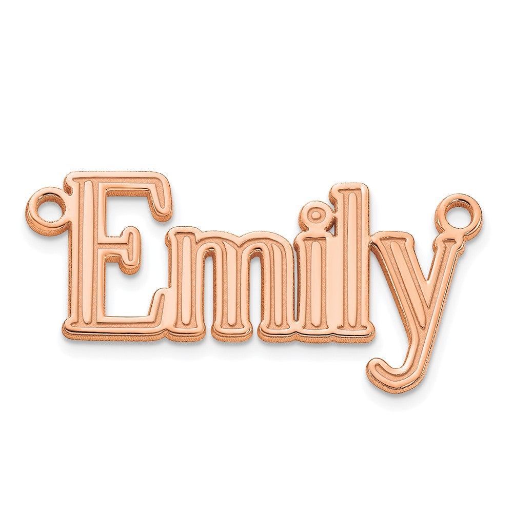 Sterling Silver Polished Rose Gold Plated Century Font Name Plate