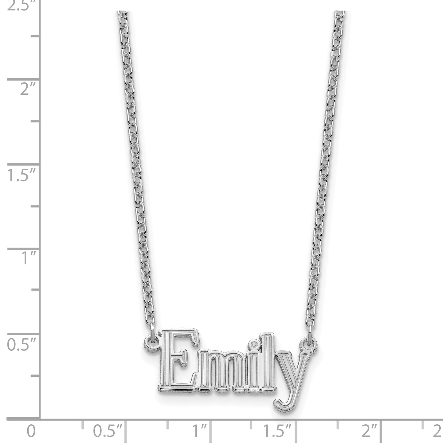 14k Polished White Gold Century Font Name Plate