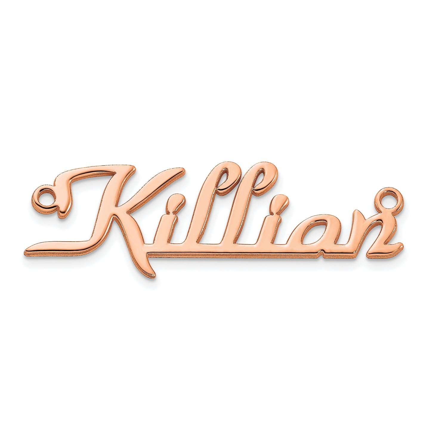 Sterling Silver Polished Rose Gold Plated Foxtrott Font Name Plate