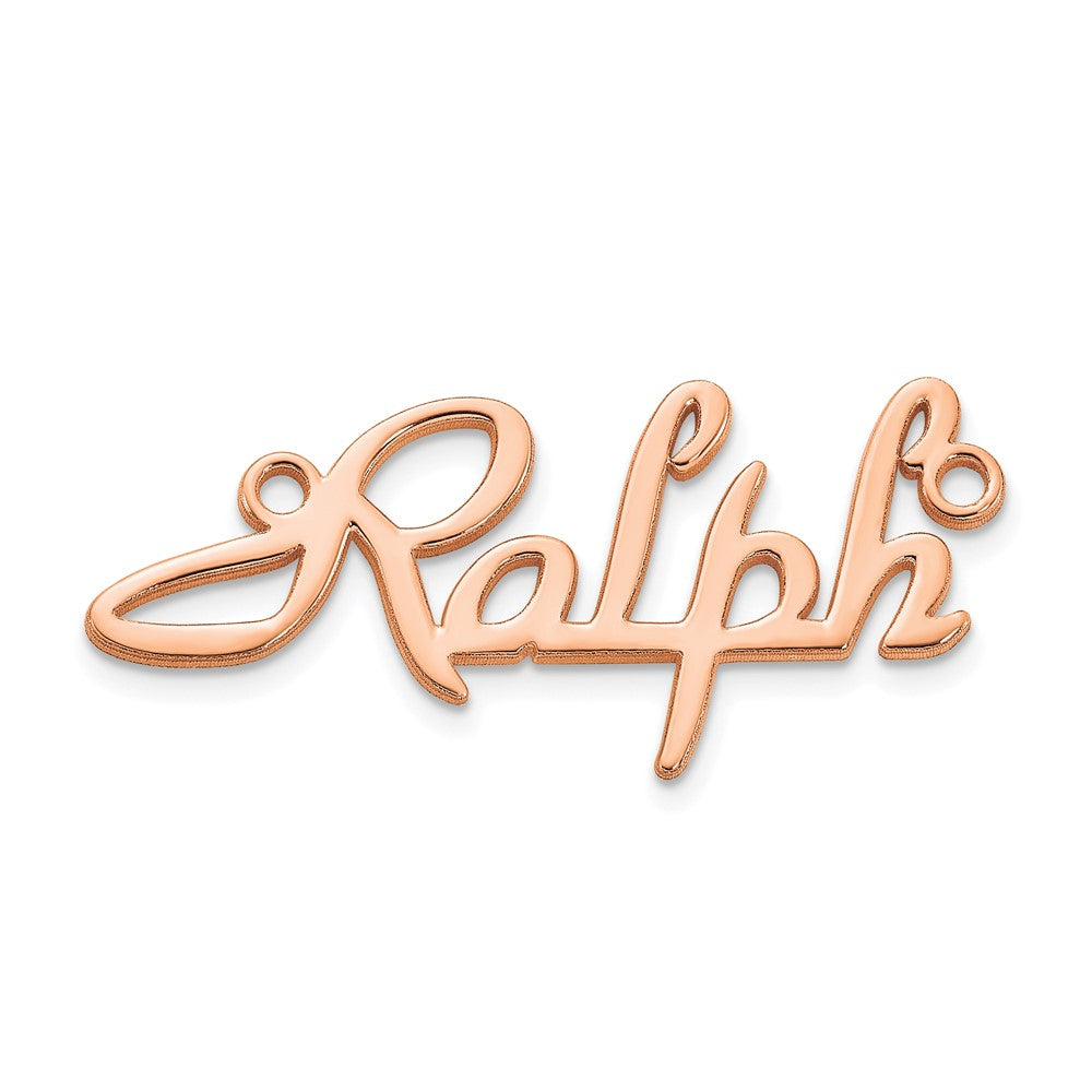 Sterling Silver Polished Rose Gold Plated Foxtrott Font Name Plate