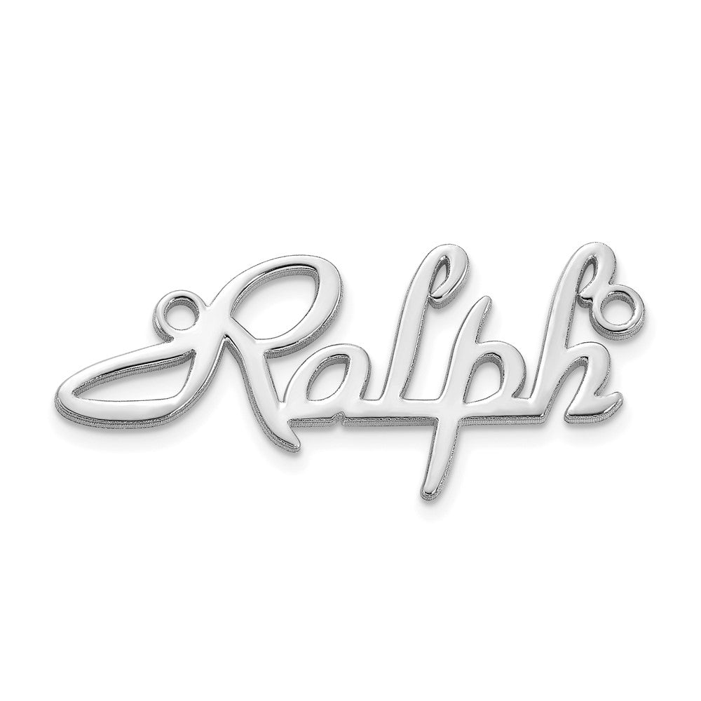 14k Polished White Gold Foxtrott Font Name Plate