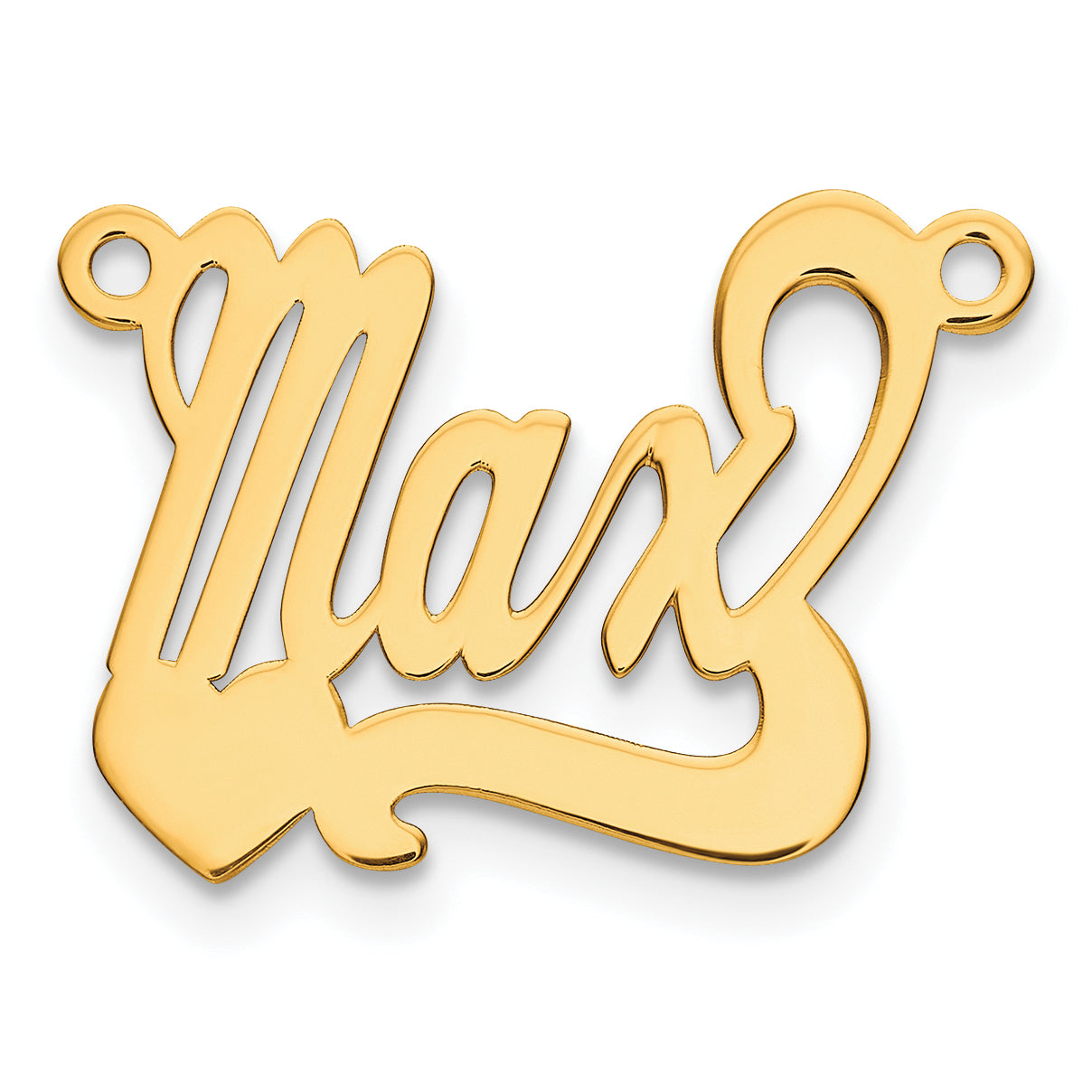 Sterling Silver Gold plated Polished Heart Name Plate