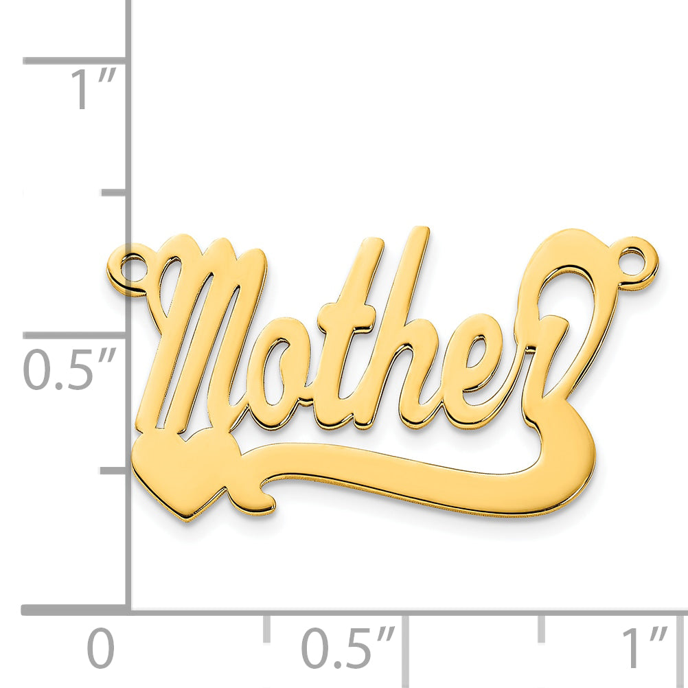 Sterling Silver Gold plated Polished Heart Name Plate