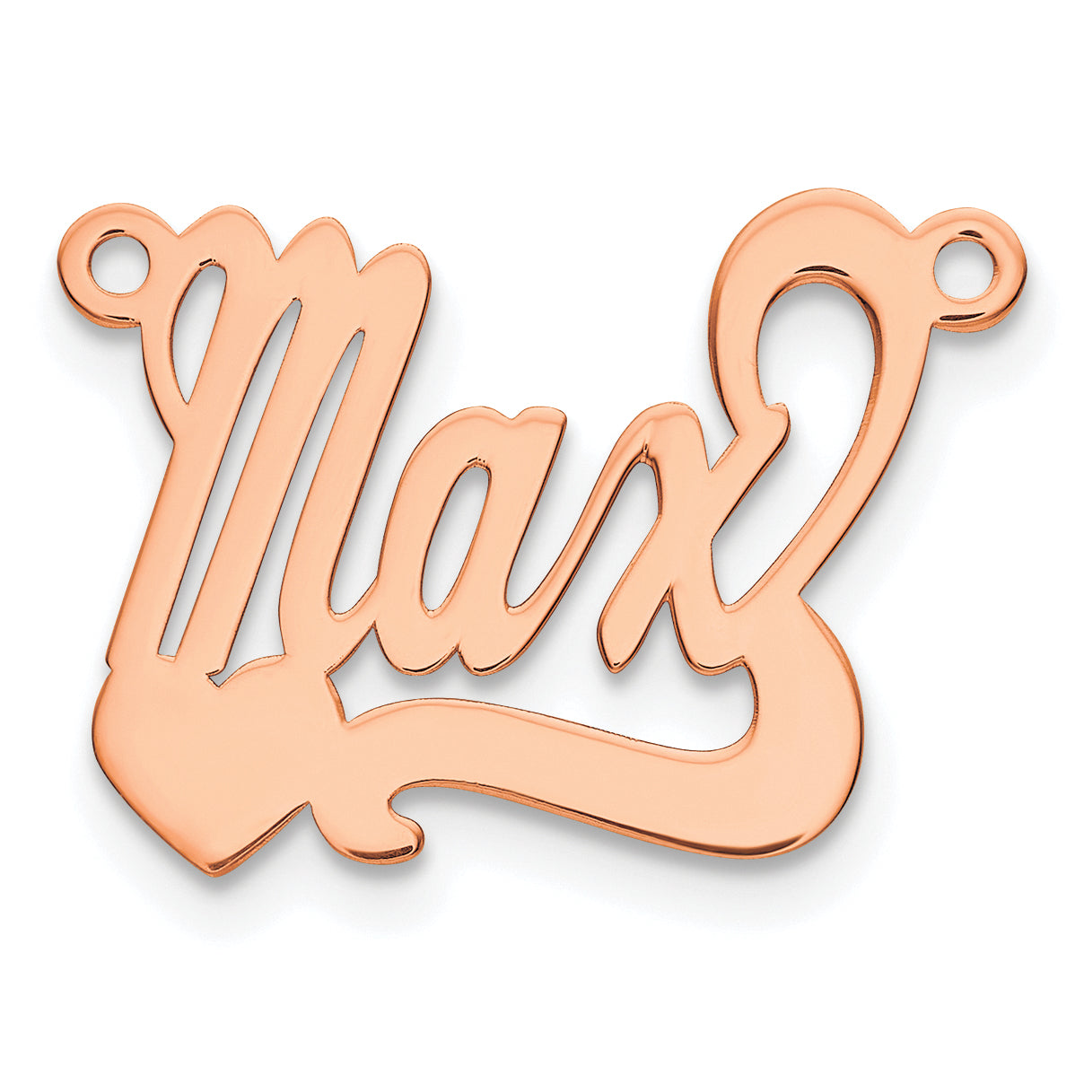 Sterling Silver Rose Gold plated Polished Heart Name Plate