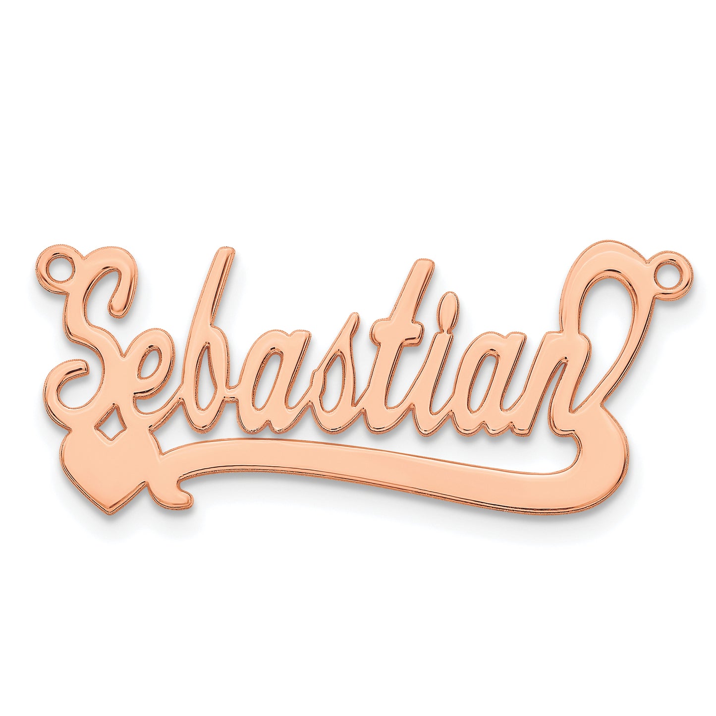 Sterling Silver Rose Gold plated Polished Heart Name Plate