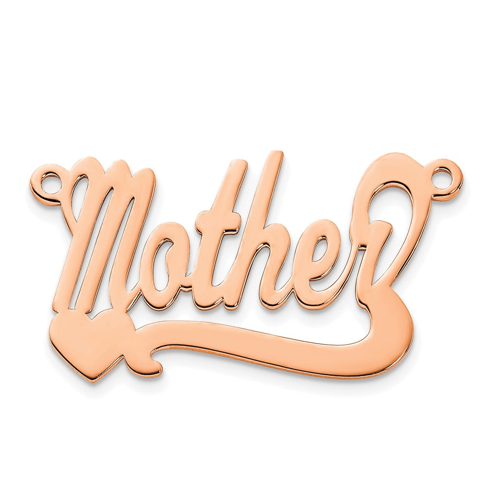 Sterling Silver Rose Gold plated Polished Heart Name Plate