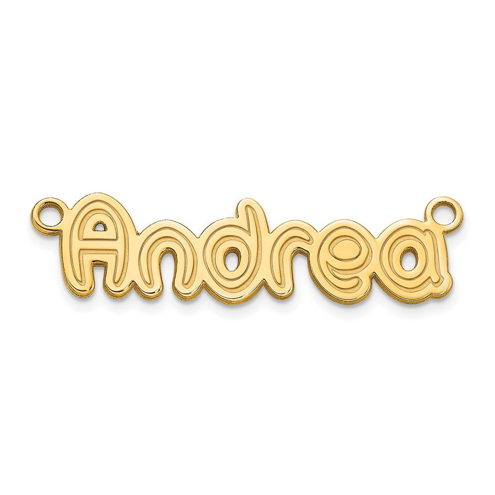 Sterling Silver Polished Gold Plated Shadow Font Name Plate