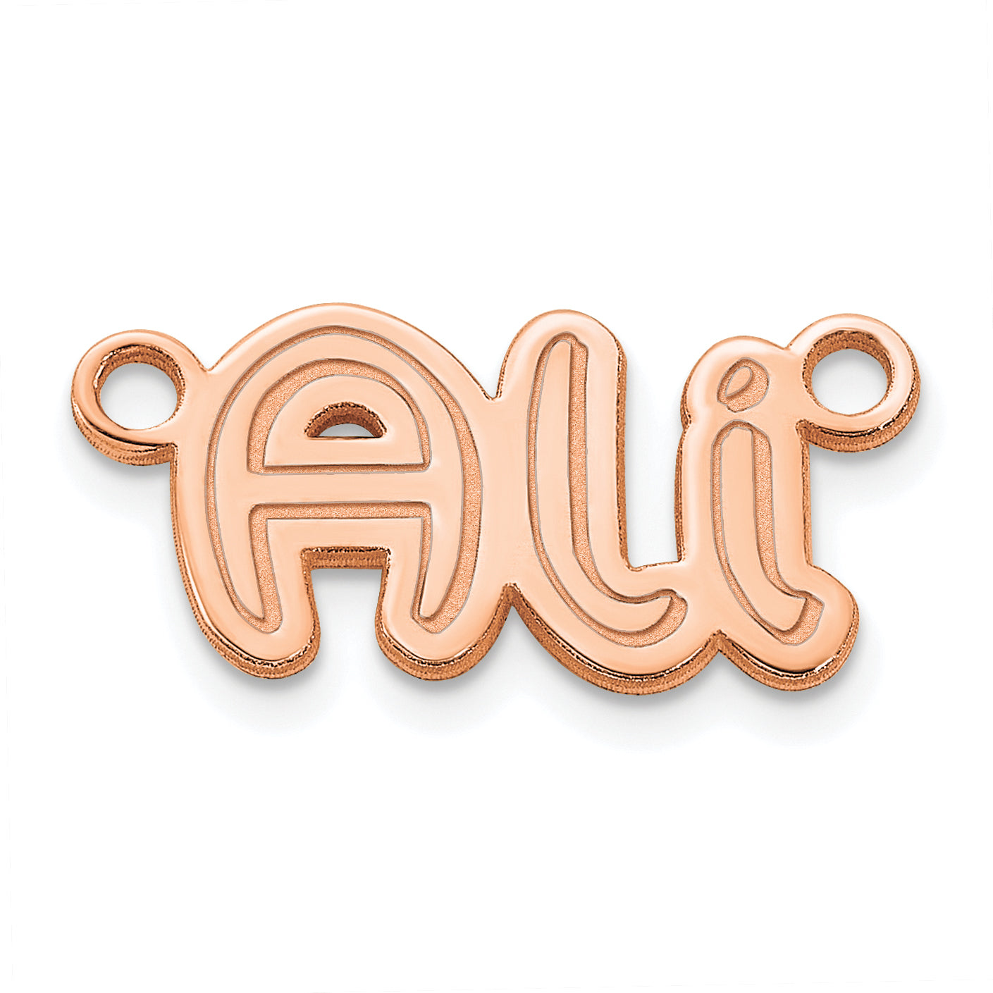 Sterling Silver Polished Rose Gold Plated Shadow Font Name Plate