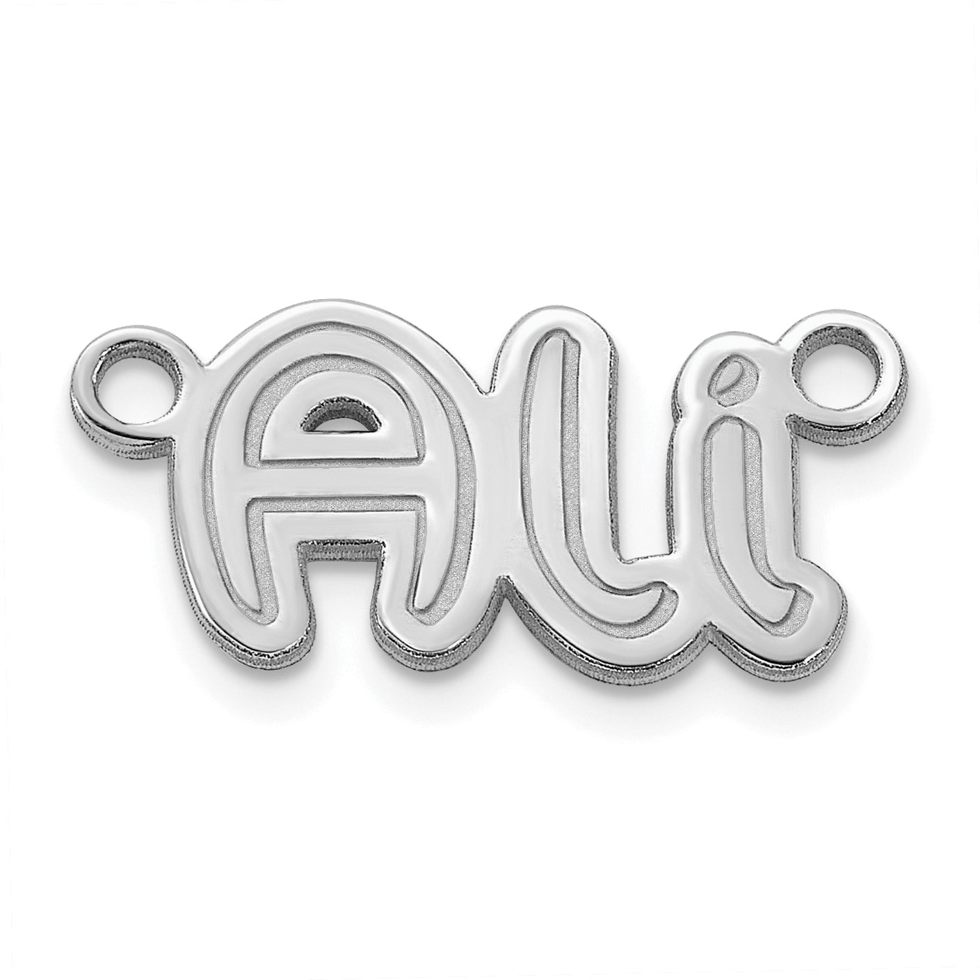 10k Polished White Gold Shadow Font Name Plate