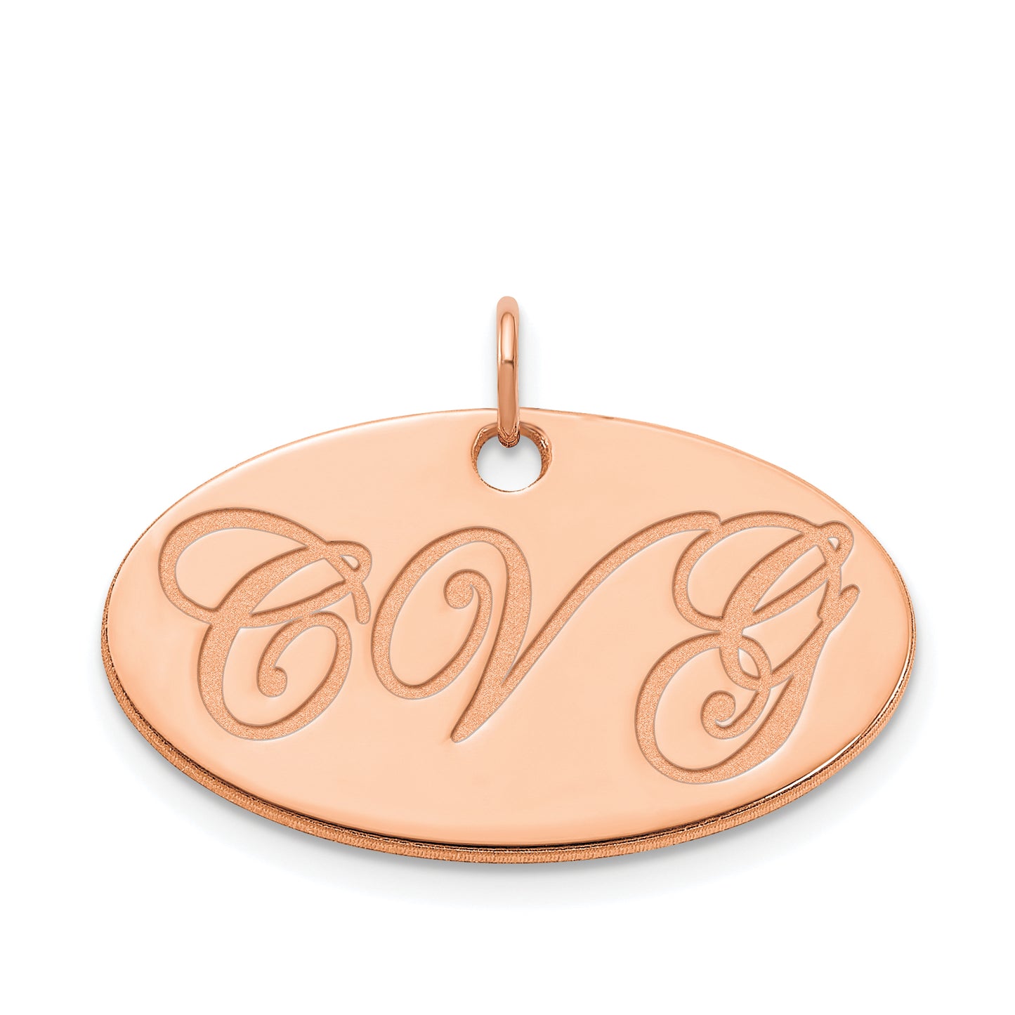 Sterling Silver Rose Gold plated Polished Oval Name Plate