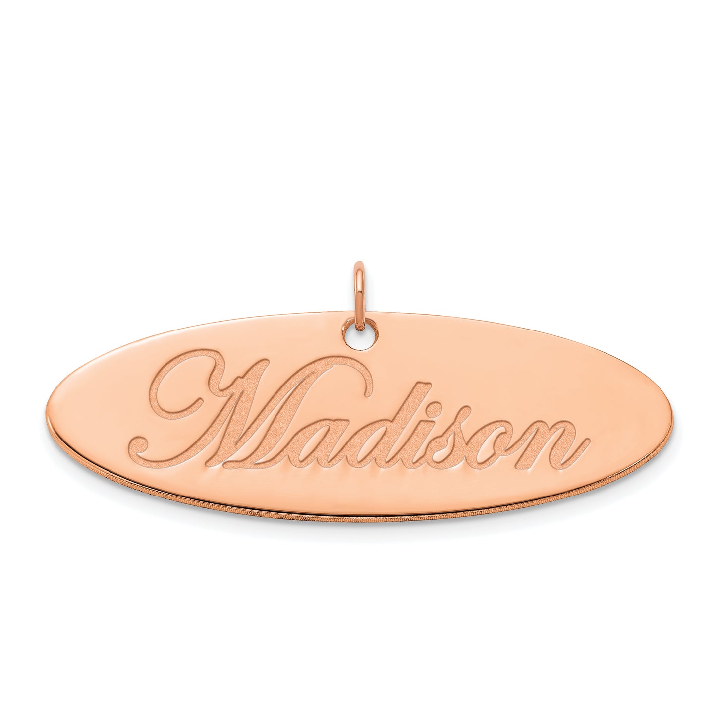 Sterling Silver Rose Gold plated Polished Oval Name Plate