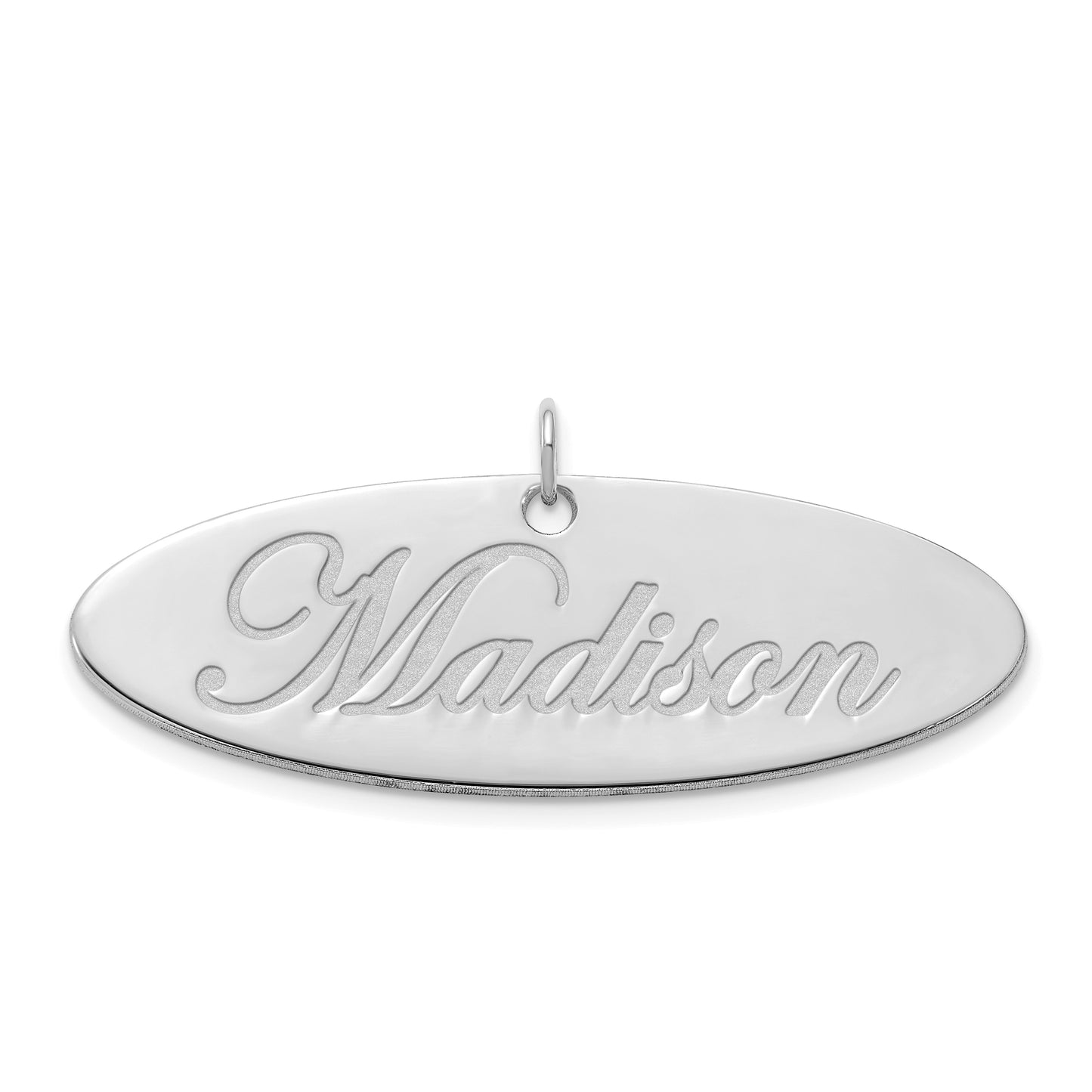 14k White Gold Polished Oval Name Plate