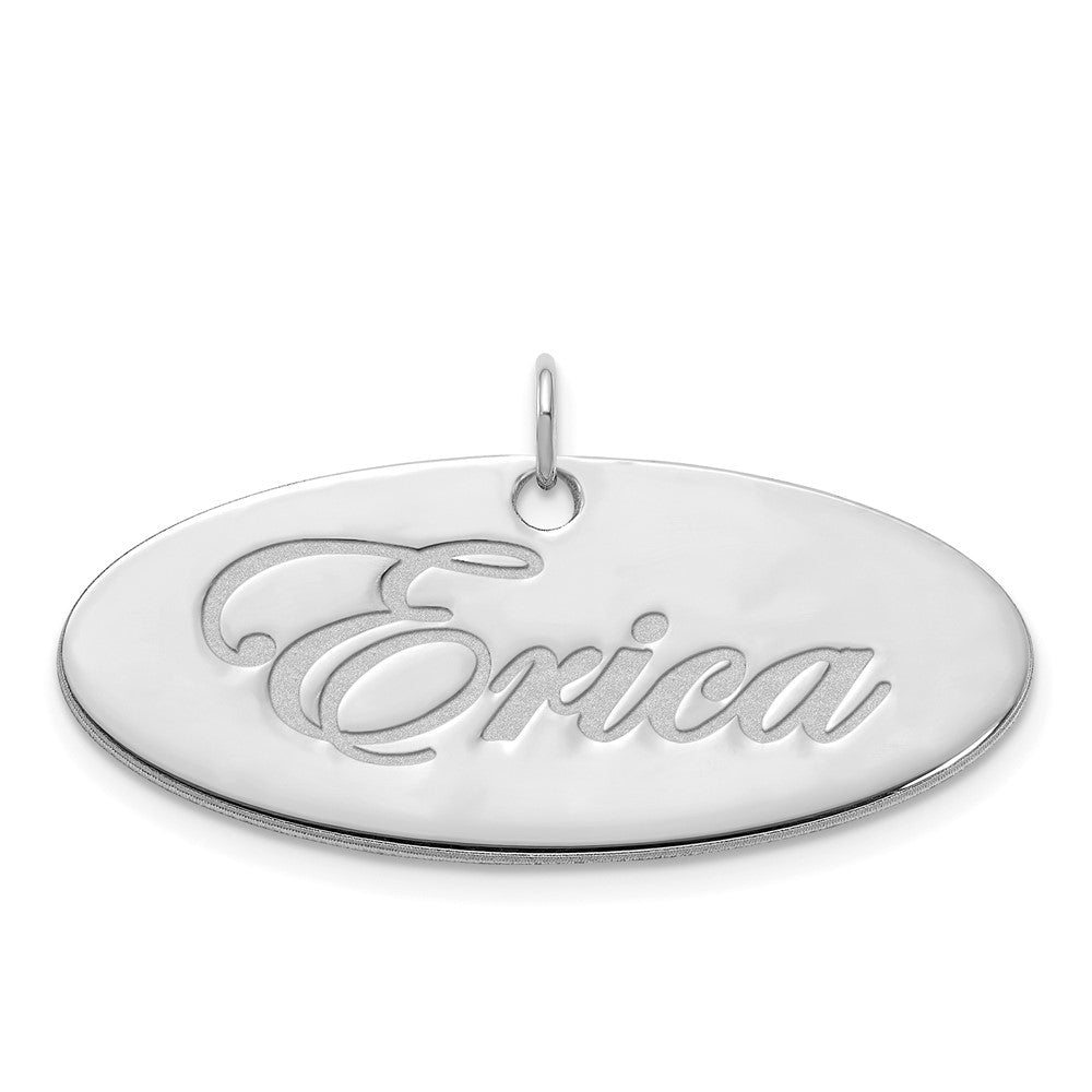 10k White Gold Polished Oval Name Plate