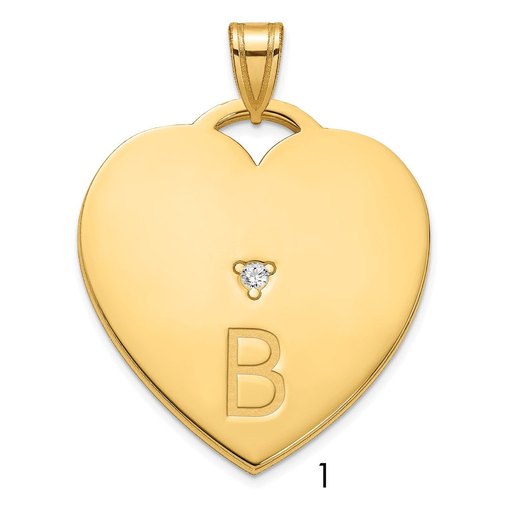 Sterling Silver Gold Plated Polished 1 Letter Charm with Diamond