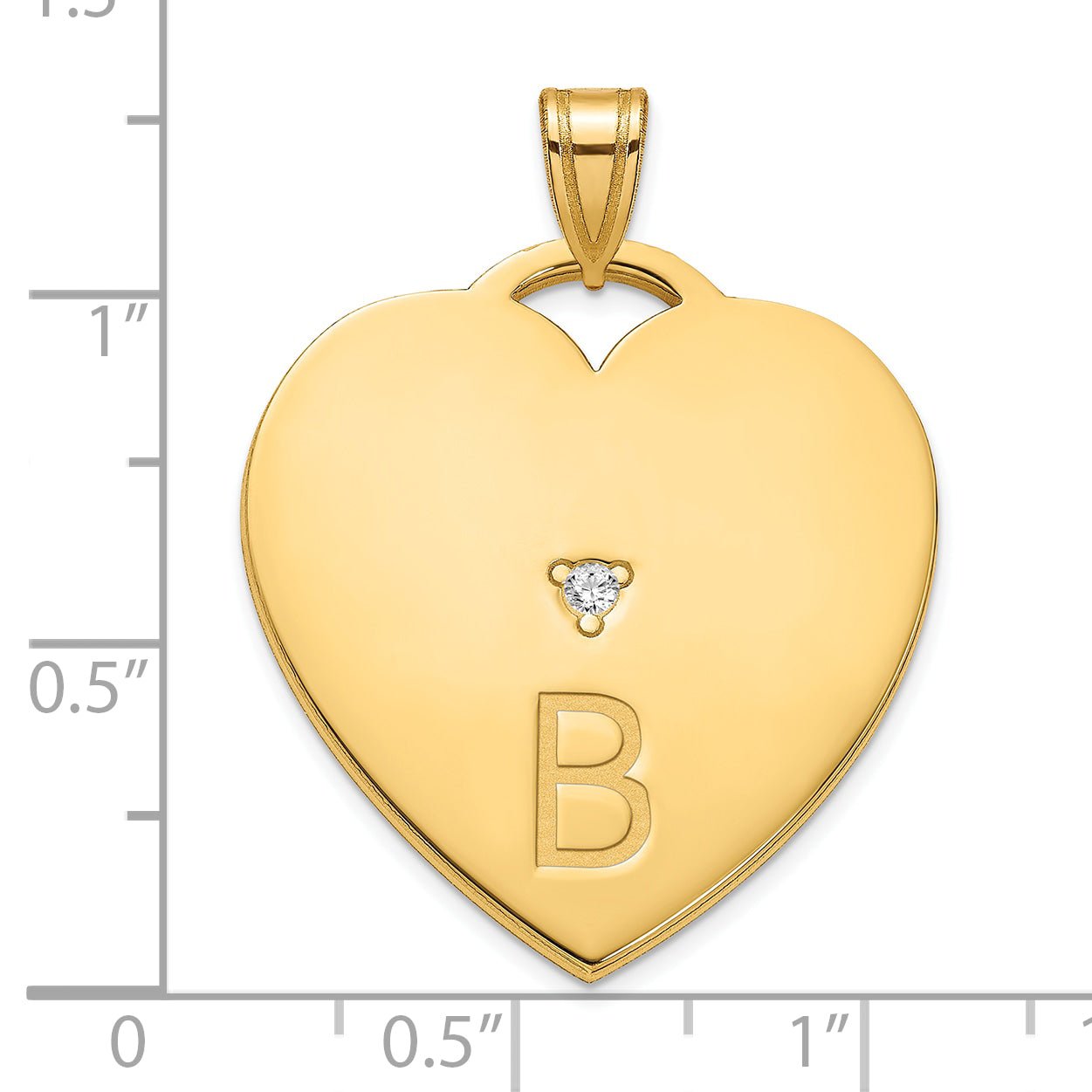 Sterling Silver Gold Plated Polished 1 Letter Charm with Diamond