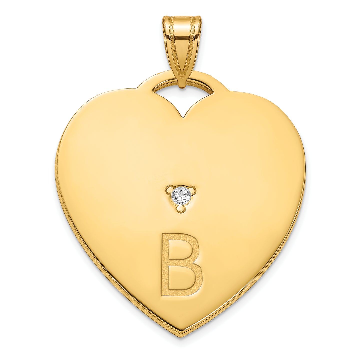 Sterling Silver Gold Plated Polished 1 Letter Charm with Diamond