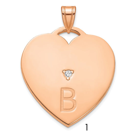 Sterling Silver Rose Gold Plated Polished 1 Letter Charm with Diamond