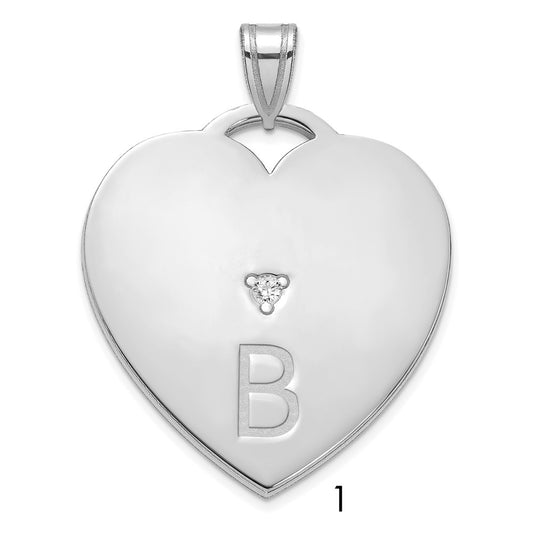 Sterling Silver Polished 1 Letter Charm with Diamond