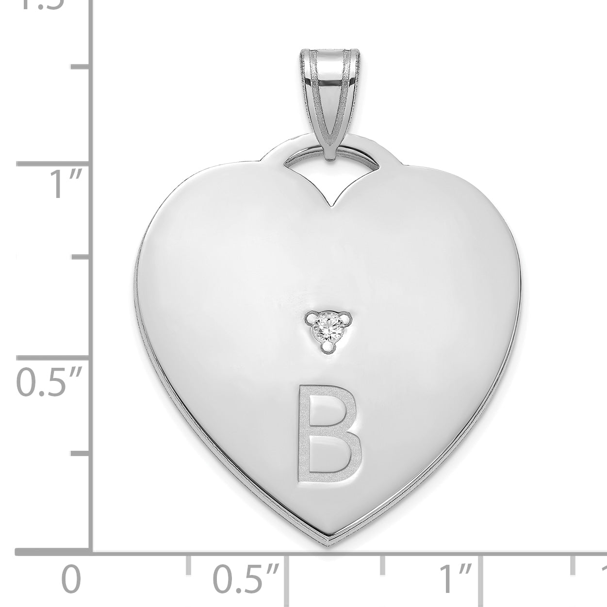 Sterling Silver Polished 1 Letter Charm with Diamond