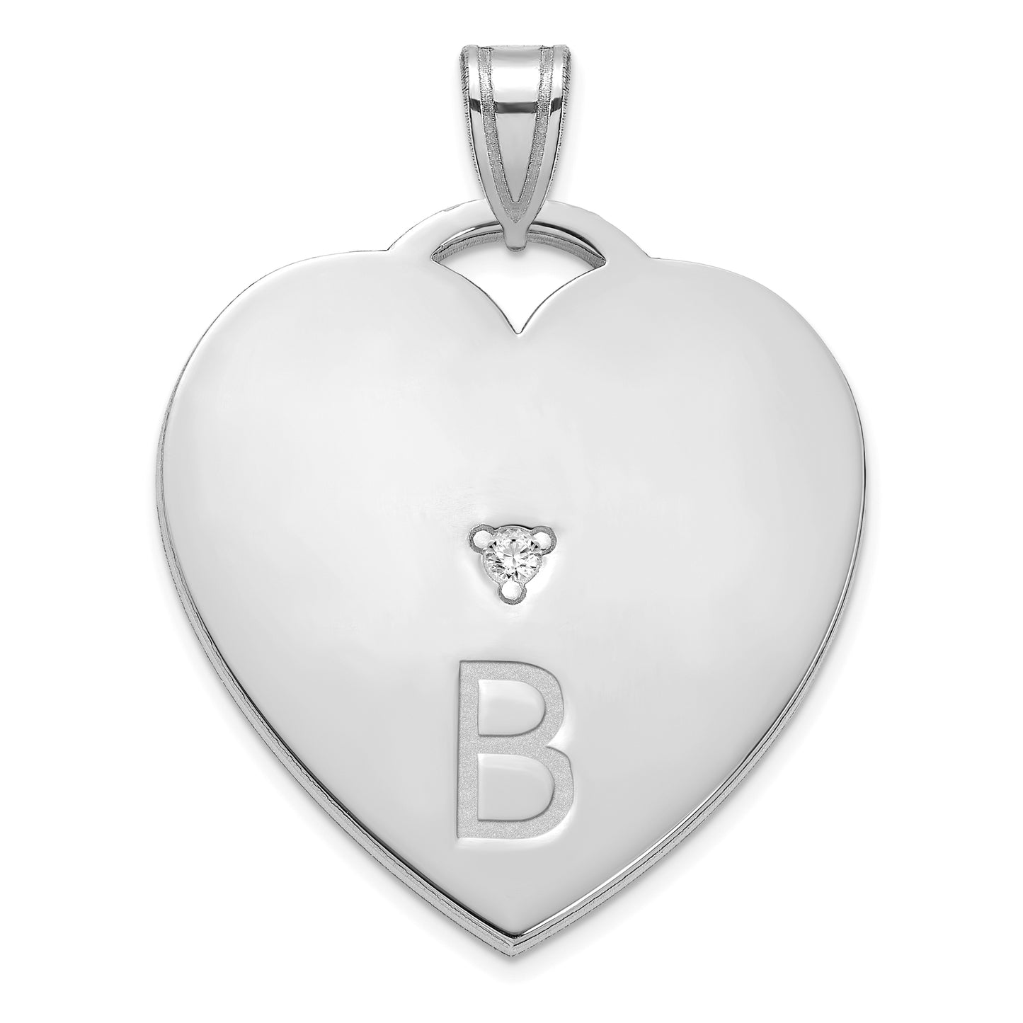 Sterling Silver Polished 1 Letter Charm with Diamond