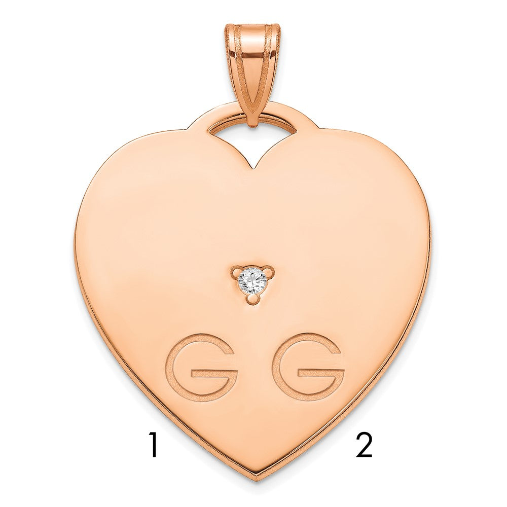 Sterling Silver Rose Gold Plated Polished 2 Letter Charm with Diamond