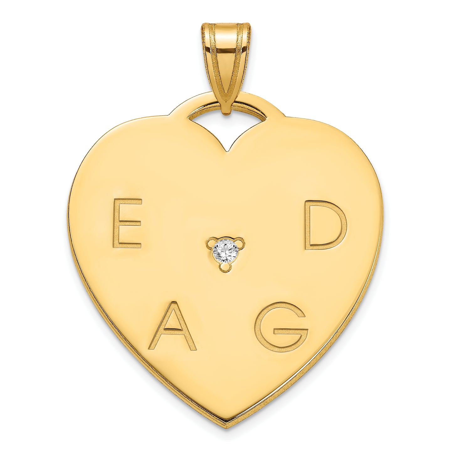 14K Yellow Gold Polished 4 Letter Charm with Diamond