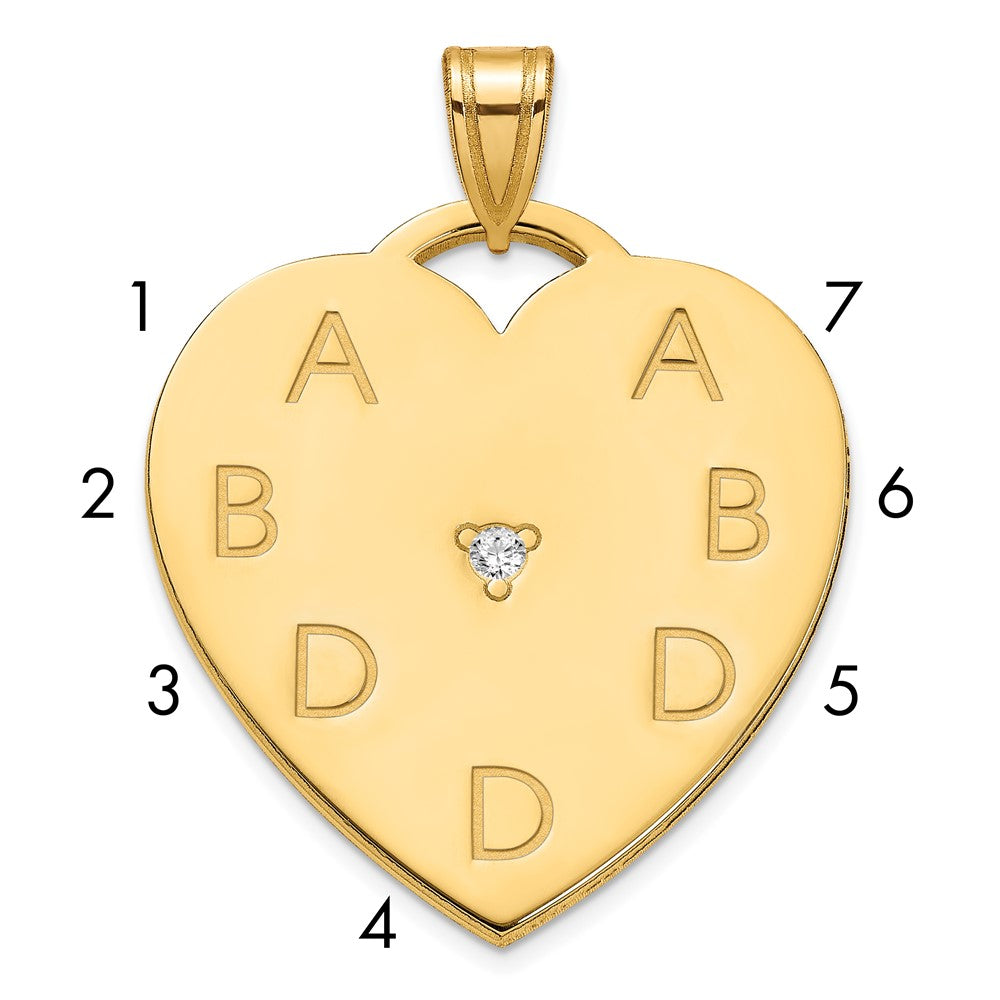 Sterling Silver Gold Plated Polished 7 Letter Charm with Diamond