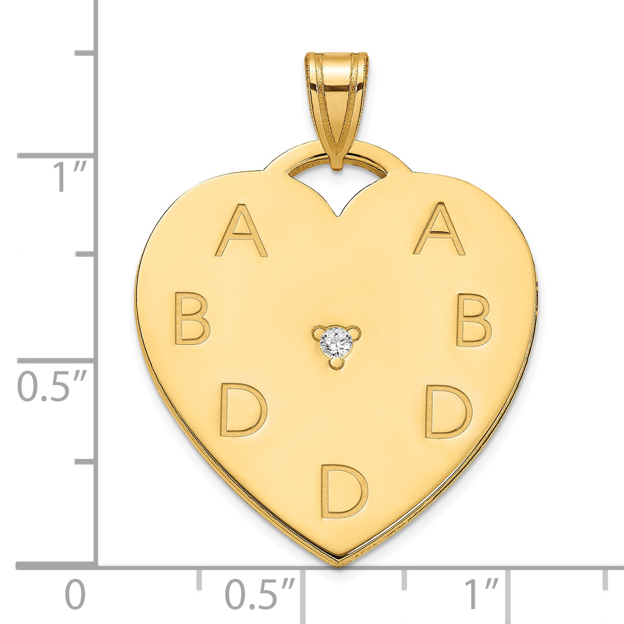 Sterling Silver Gold Plated Polished 7 Letter Charm with Diamond